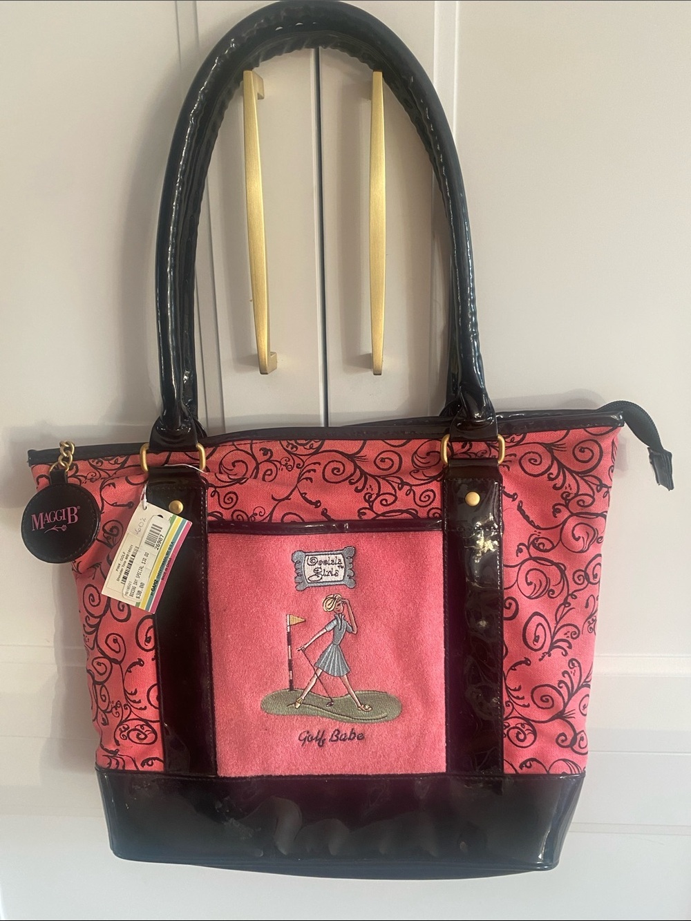 Vintage Y2K MaggiB
Golf Babe Preppy Shoulder Tote Bag in Pink & Black Fabric